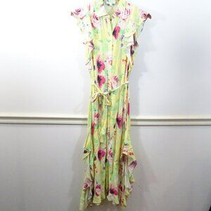 Marissa Webb Collective Yellow Floral Print Sleeveless Ruffle Dress Size 8 Flirt
